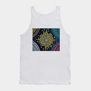 Cute Stars & Pretty Sun Mandala Doodles in a Magical Galaxy Tank Top